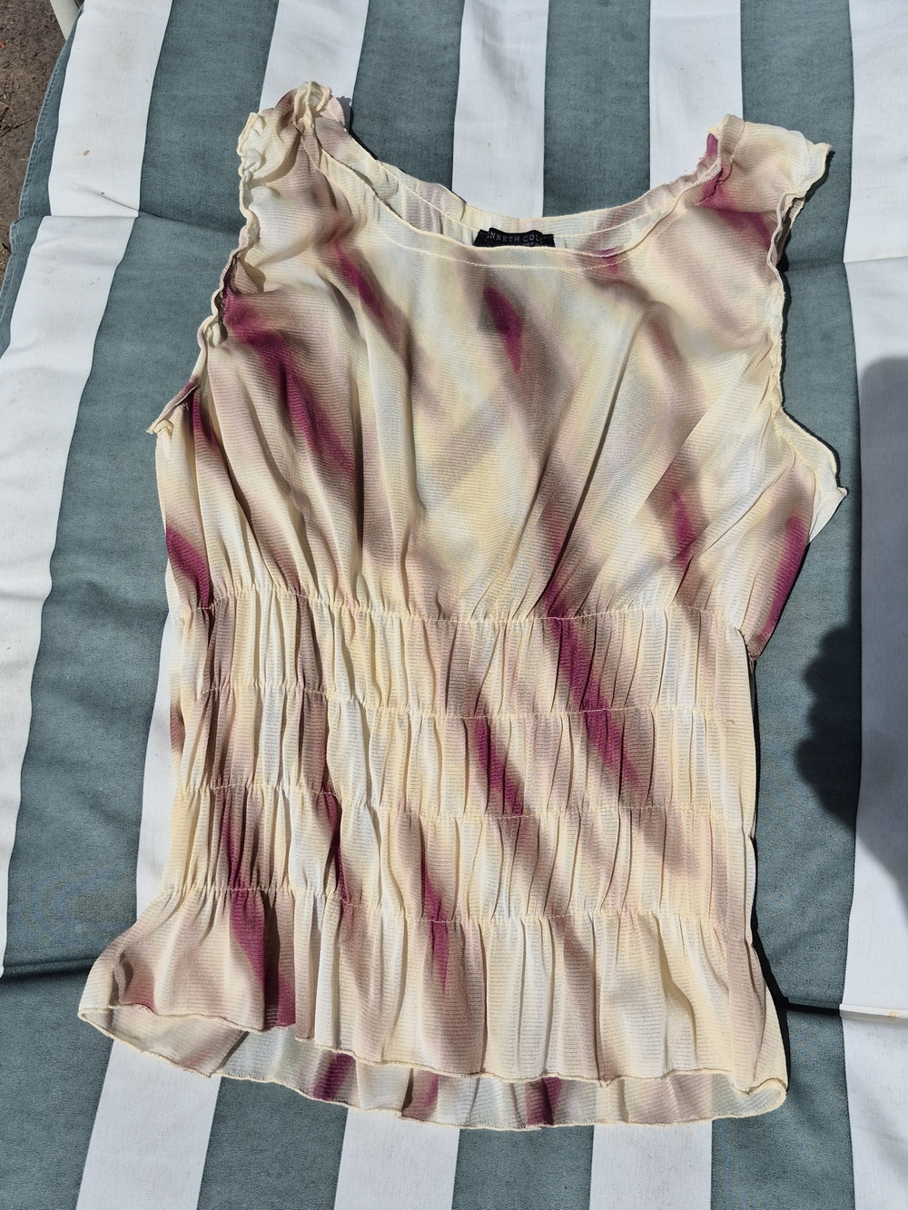 VINTAGE 90's Kenneth Cole new york Ruffle-Trim Sleeveless Smocked Top-S